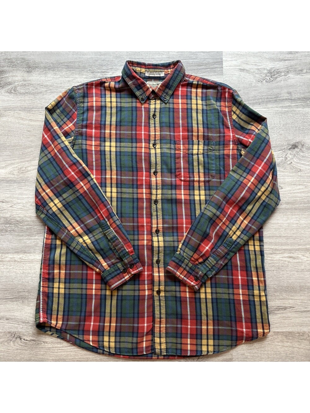 L.L. Bean Men's XL Tall Scotch Plaid Flannel Shirt Cotton, V